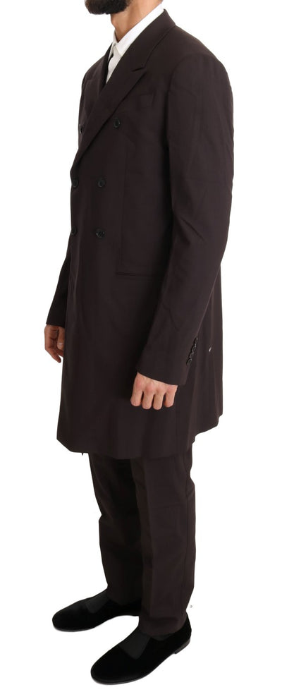 Bordeaux Wool Stretch Long 3 Piece Suit