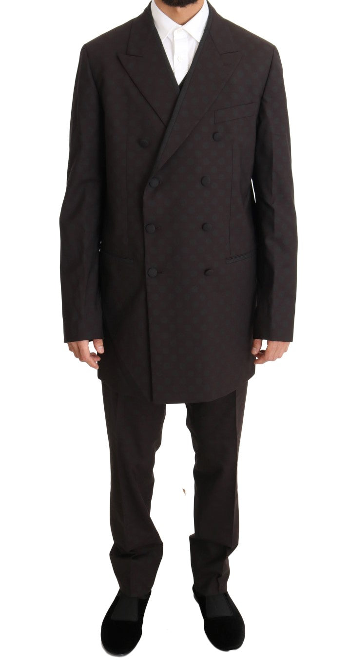 Bordeaux Wool Stretch Long 3 Piece Suit