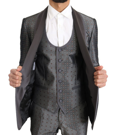 Silver Silk Baroque Single Breasted Suit