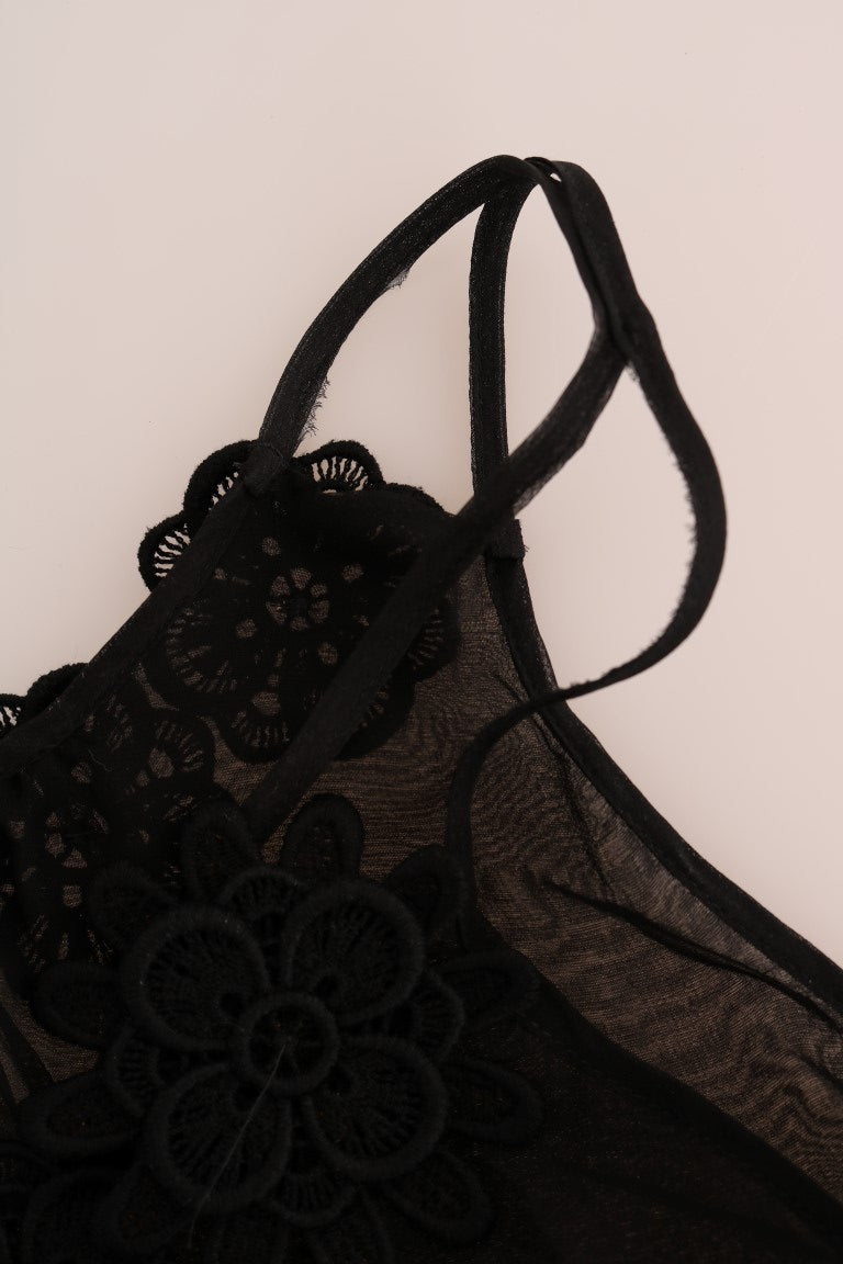 Black Silk Lace Chemise Dress