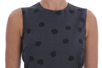 Gray Polka Dotted Sheath Wool Dress