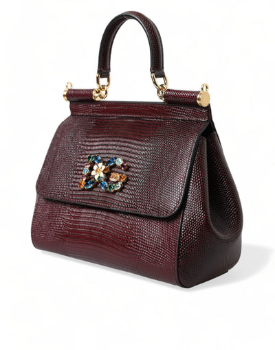 Bordeaux DG Crystal Leather Top Handle Satchel Bag