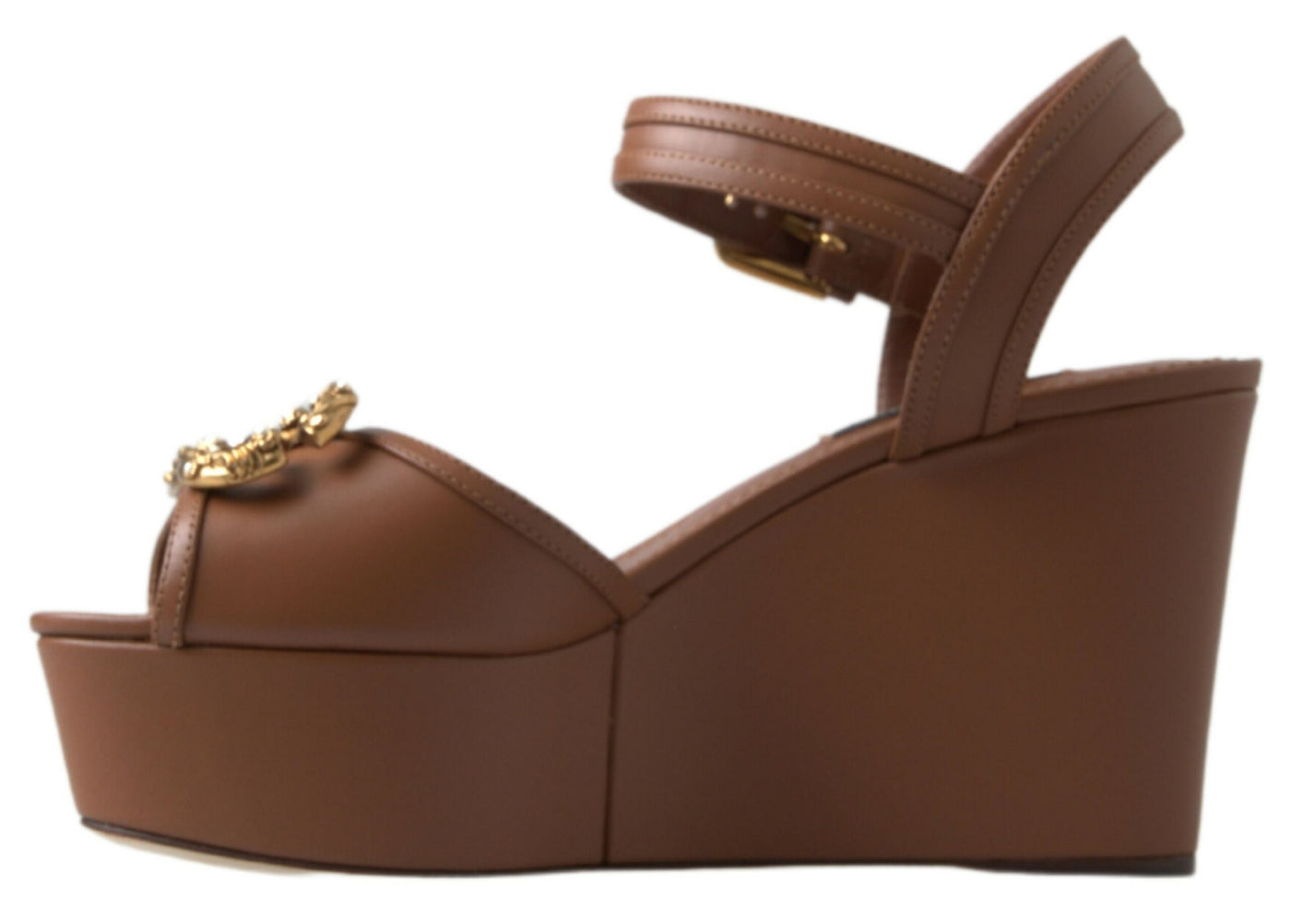 Brown Leather AMORE Wedges Sandals Shoes