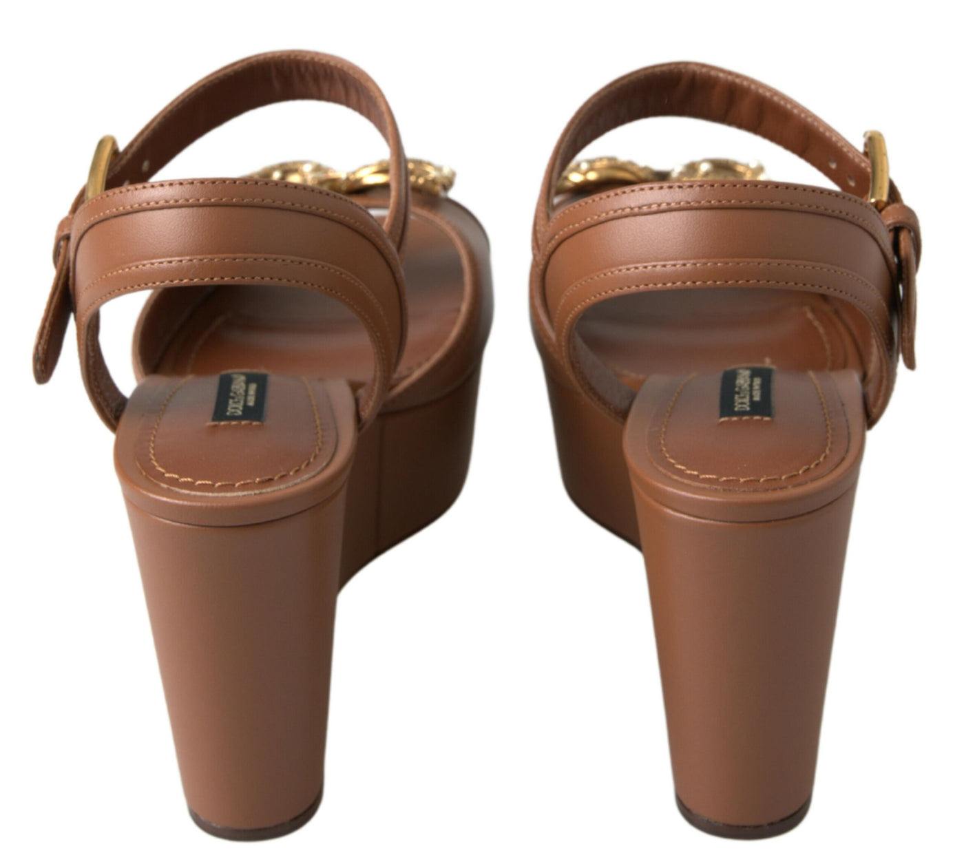 Brown Leather AMORE Wedges Sandals Shoes