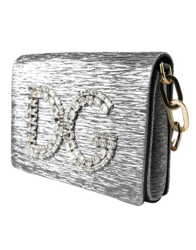 Silver DG Girls Swarovski Clutch Shoulder Chain Strap Bag