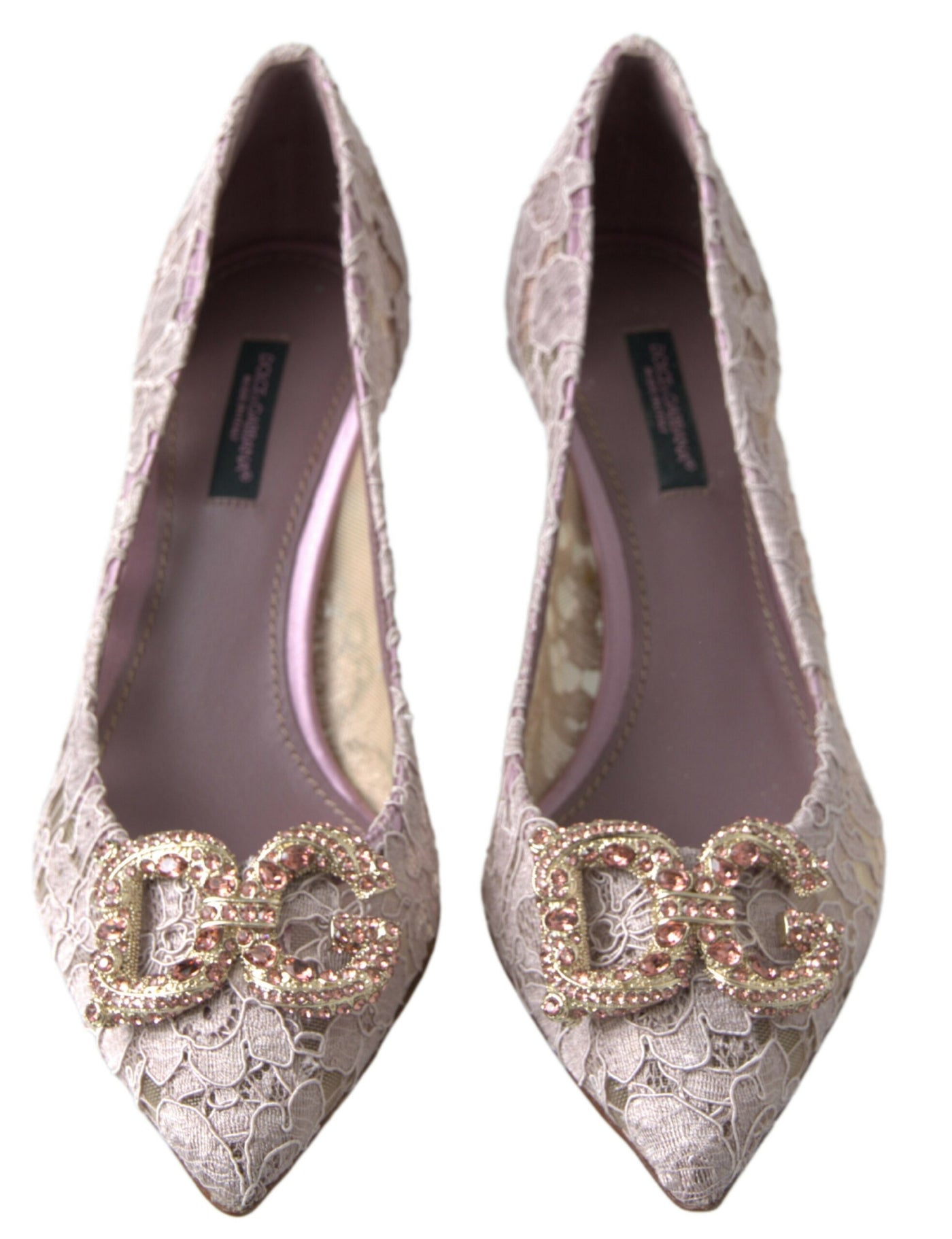 Pink Floral Lace DG Crystal Pumps Shoes