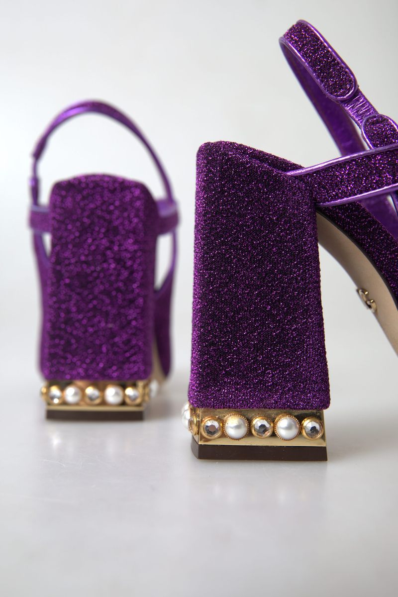 Purple Ankle Strap Sandals Crystal Shoes