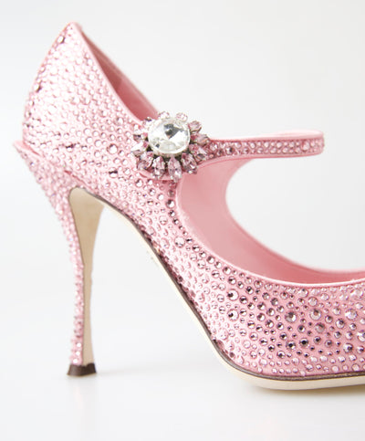 Pink Mary Jane Crystal Pumps High Heels Shoes