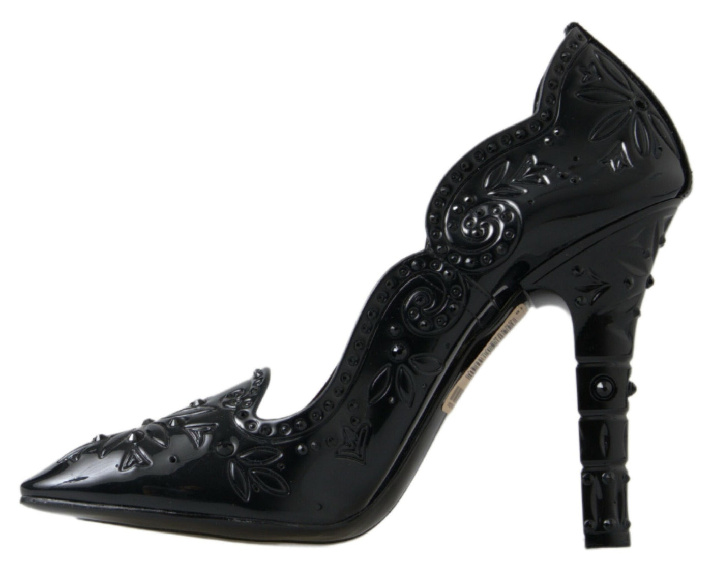 Black CINDERELLA Floral Crystal Heels Shoes