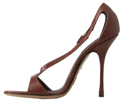 Brown Leather High Heels Sandals Shoes