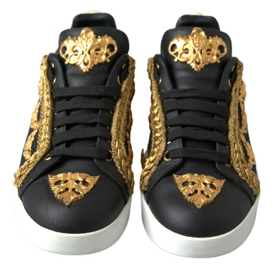 Black Gold Baroque Portofino Sneakers Shoes