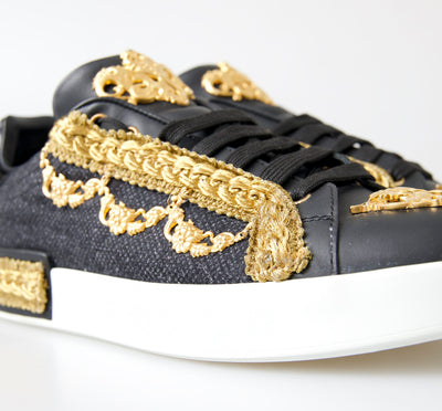 Black Gold Baroque Portofino Sneakers Shoes