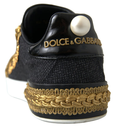 Black Gold Baroque Portofino Sneakers Shoes