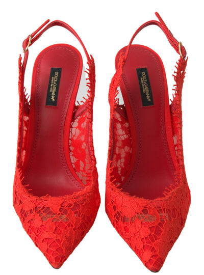 Red Taormina Lace Slingback Heels Pumps Shoes