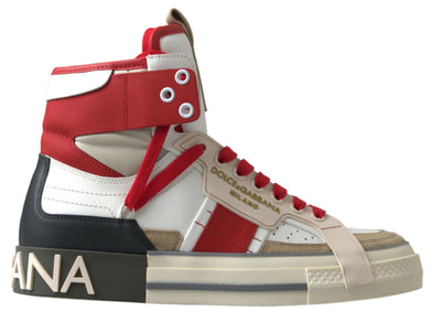 Multicolor Colorblock Leather High Top Sneakers Shoes