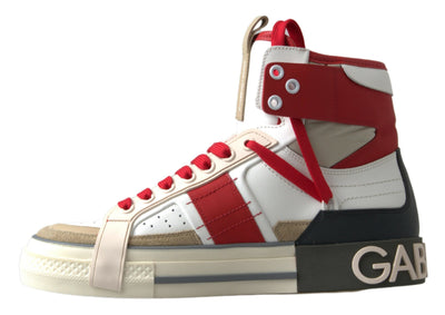 Multicolor Colorblock Leather High Top Sneakers Shoes