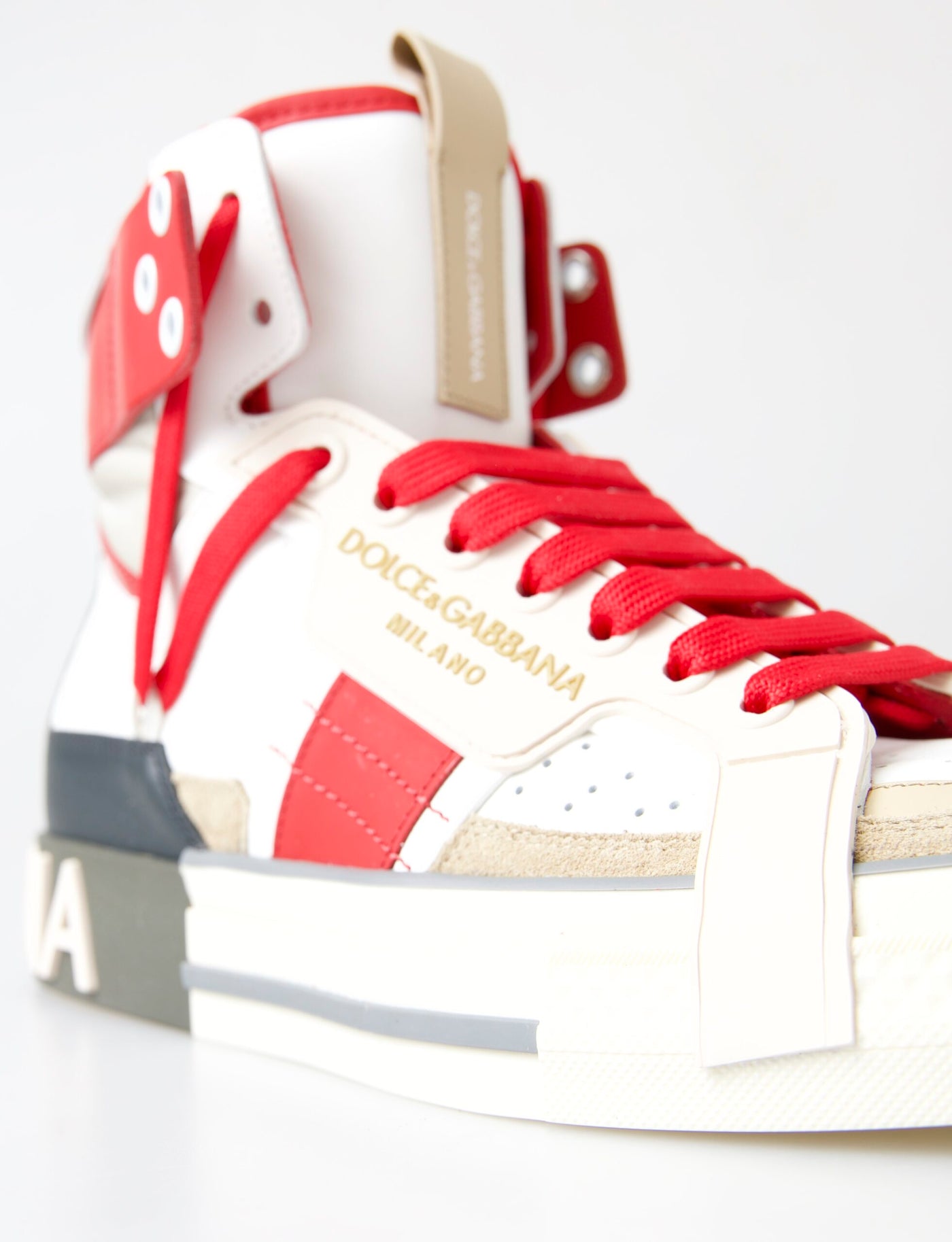 Multicolor Colorblock Leather High Top Sneakers Shoes