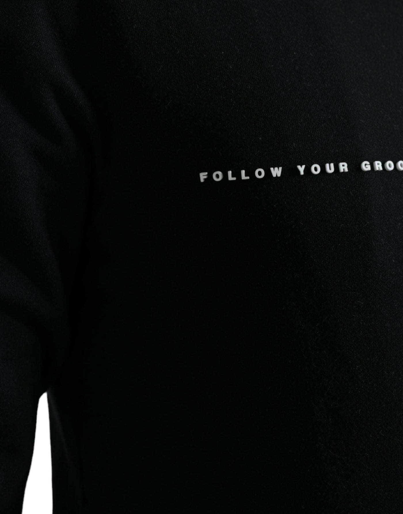 Black Cotton Blend Logo Pullover Sweater