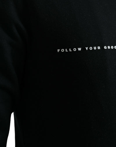 Black Cotton Blend Logo Pullover Sweater