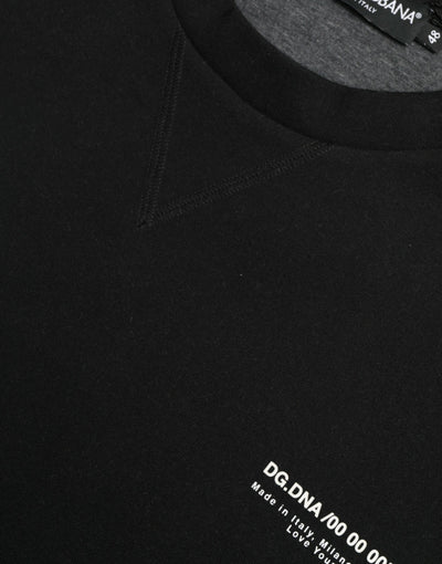 Black Cotton Blend Logo Pullover Sweater