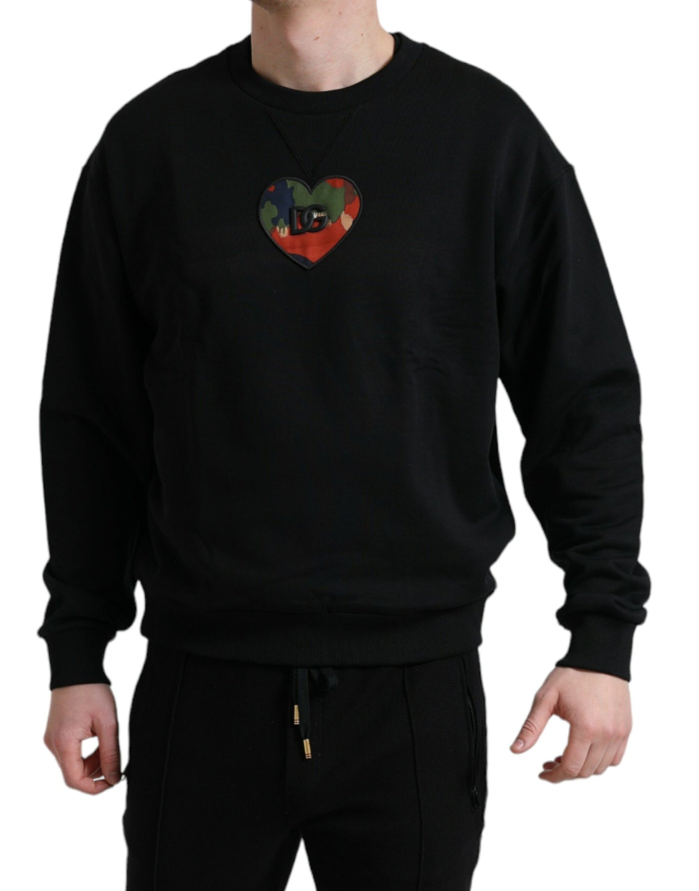 Black Cotton Logo Crewneck Sweatshirt Sweater