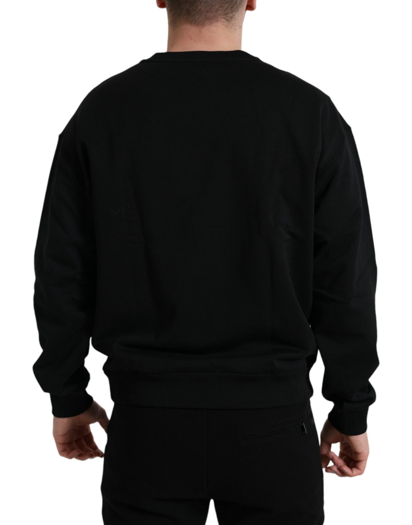 Black Cotton Logo Crewneck Sweatshirt Sweater