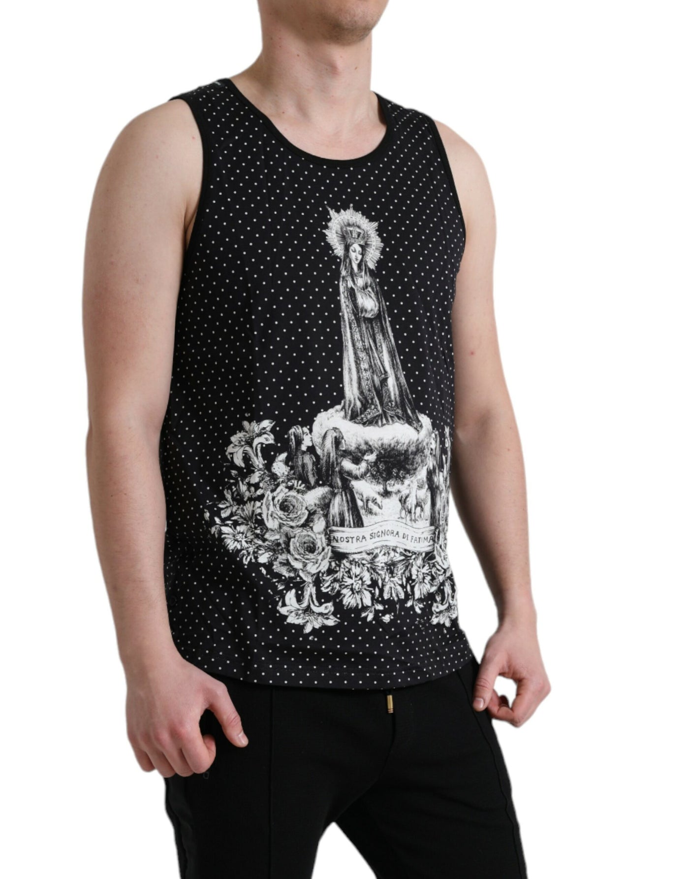 Black White Nostra Signora di Fatima Tank T-shirt