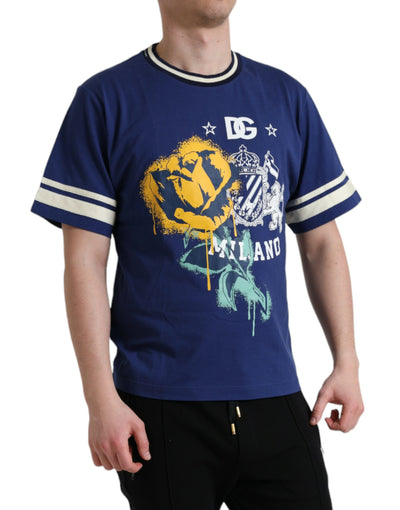 Blue Cotton DG Milano Crew Neck T-shirt