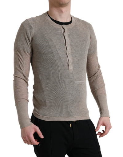 Henley Pullover Beige Cashmere Sweater