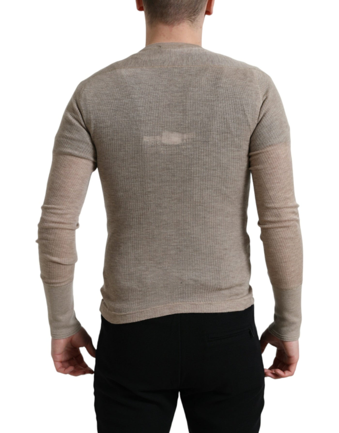 Henley Pullover Beige Cashmere Sweater