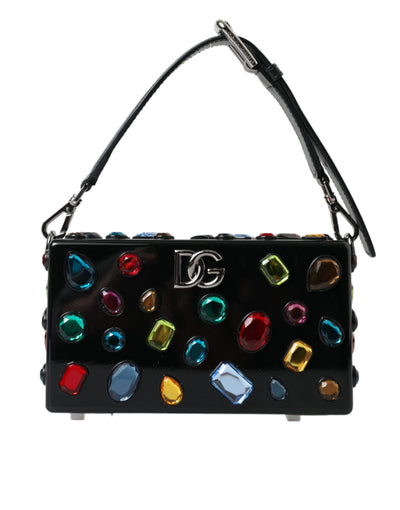 Black Plexi Multicolor Crystal Logo Shoulder Bag