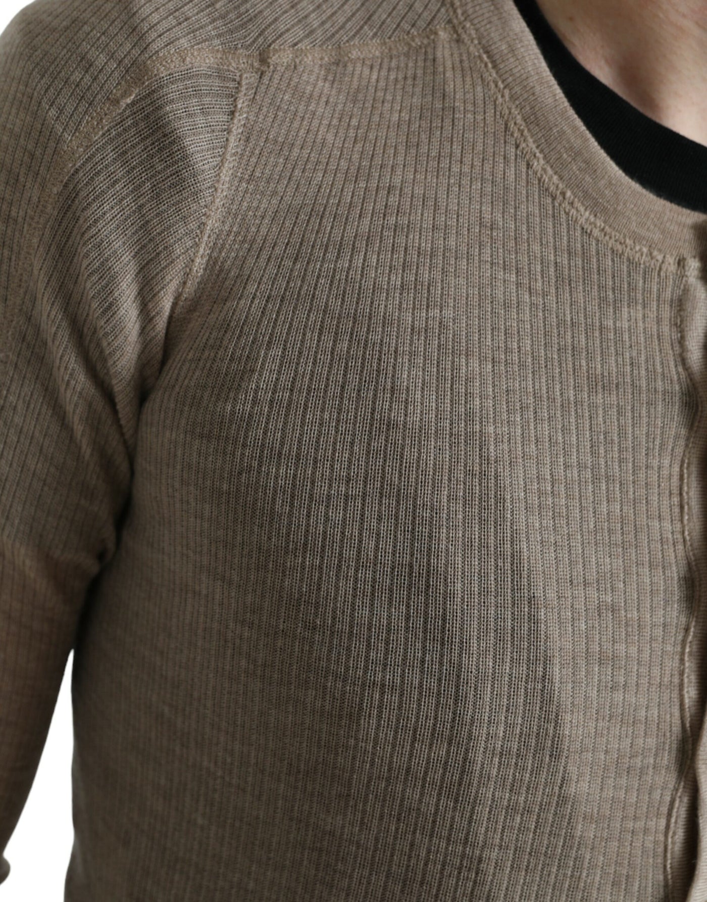 Henley Pullover Beige Cashmere Sweater