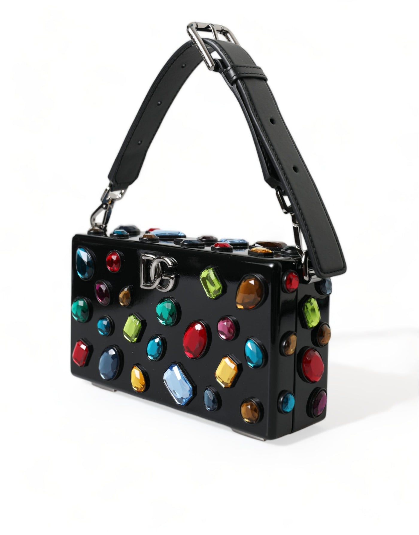 Black Plexi Multicolor Crystal Logo Shoulder Bag