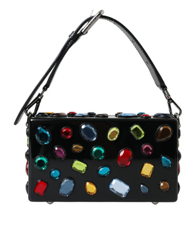 Black Plexi Multicolor Crystal Logo Shoulder Bag