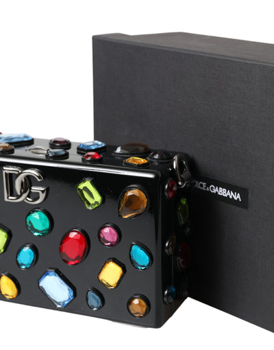 Black Plexi Multicolor Crystal Logo Shoulder Bag