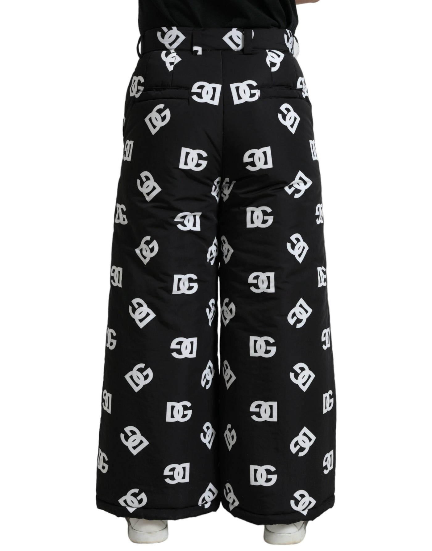 Black Logo DG Print Wide Leg Pants