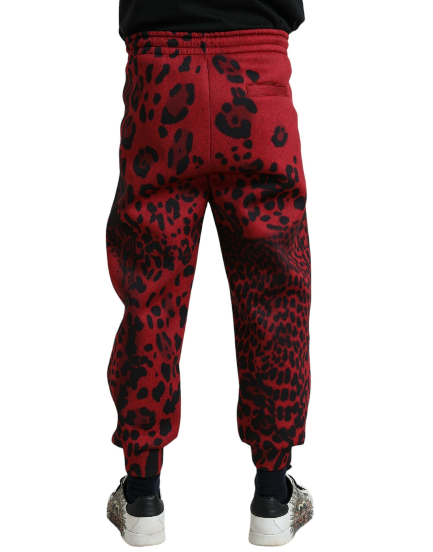 Red Black Leopard Print Stretch Jogger Pants