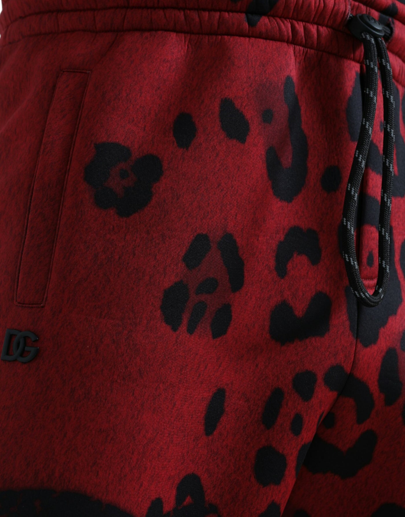 Red Black Leopard Print Stretch Jogger Pants