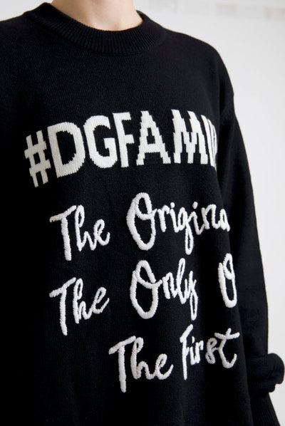 Black #DGFAMILY Crew Neck Pullover Sweater