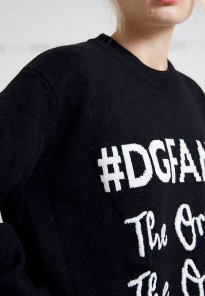 Black #DGFAMILY Crew Neck Pullover Sweater