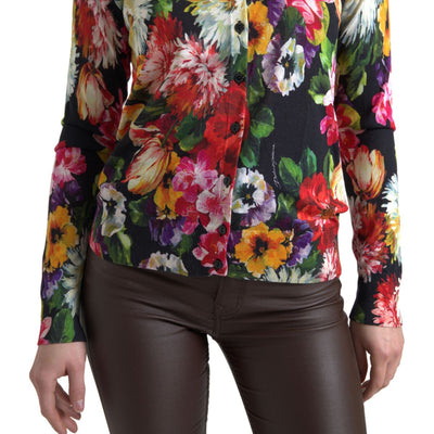 Multicolor Floral Button Cardigan Sweater