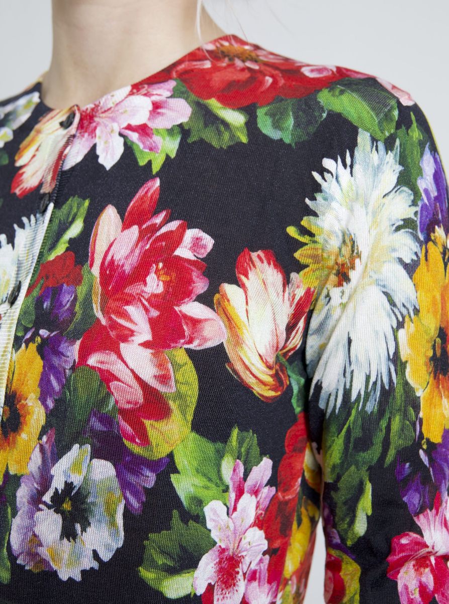 Multicolor Floral Button Cardigan Sweater