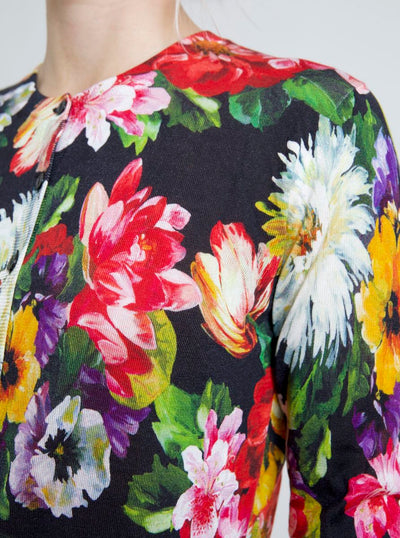 Multicolor Floral Button Cardigan Sweater