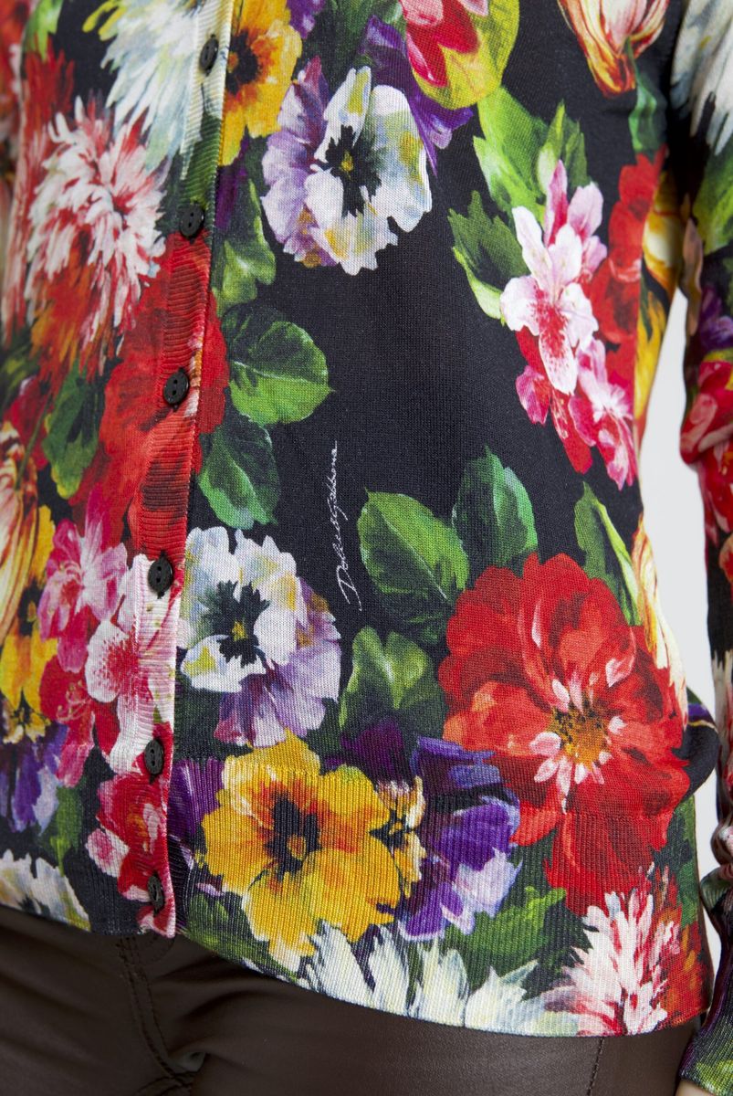 Multicolor Floral Button Cardigan Sweater