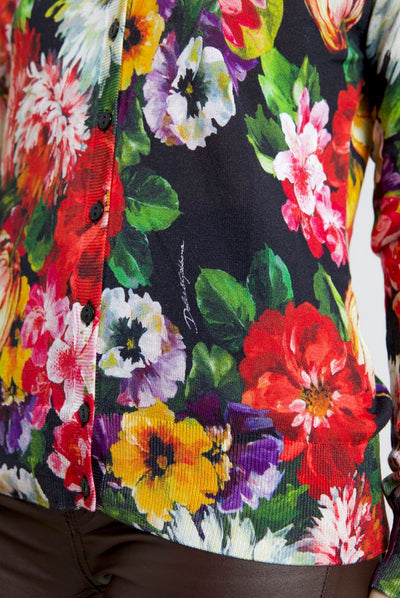 Multicolor Floral Button Cardigan Sweater