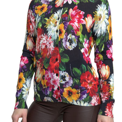 Multicolor Floral Button Cardigan Sweater