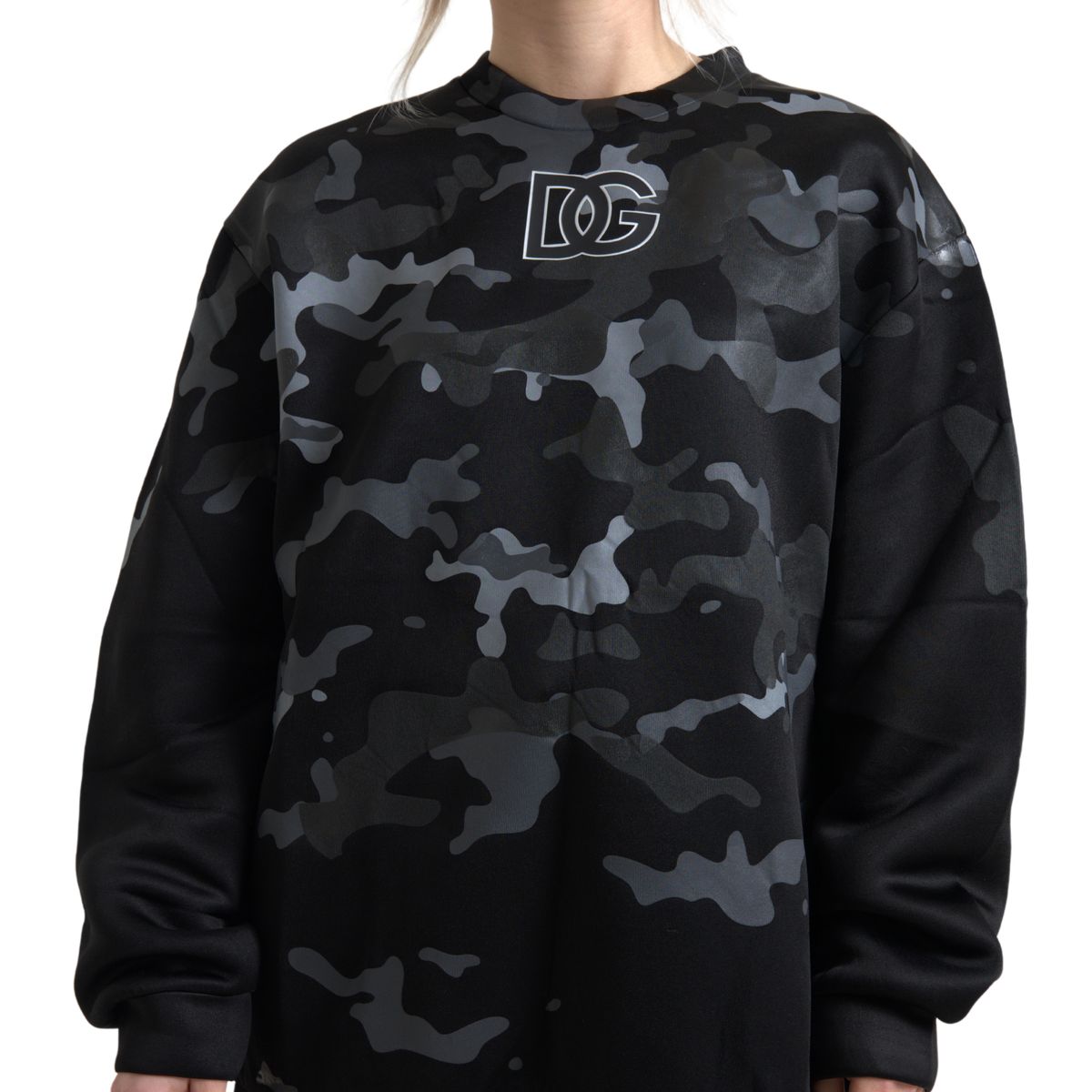 Black Camouflage Round Neck Sweatshirt Sweater