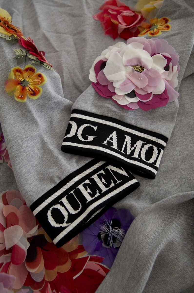 Gray DG Amore Queen Floral Pullover Sweater