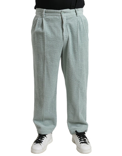 Light Blue Corduroy Straight Cotton Pants