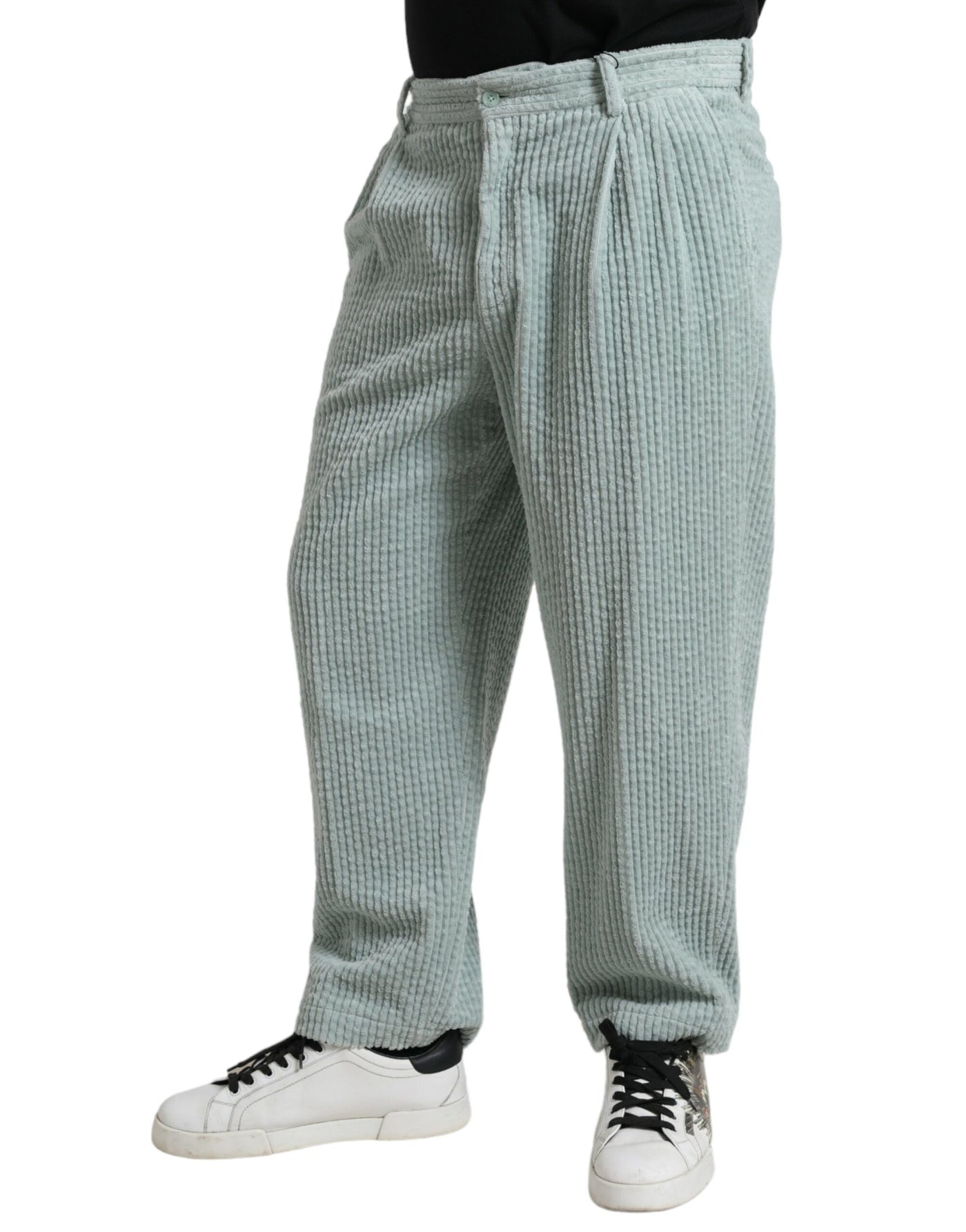 Light Blue Corduroy Straight Cotton Pants